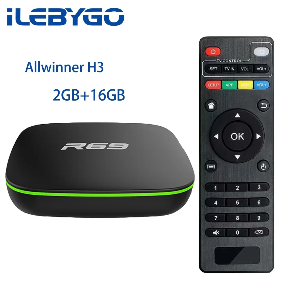 ILebygo Smart ТВ коробка R69 Android 7,1 ТВ Box Allwinner H3 Quad-Core 2,4G Wi-Fi Декодер каналов кабельного телевидения 1080 P HD movie 1 GB 8 GB Media player - Цвет: 2GB 16GB