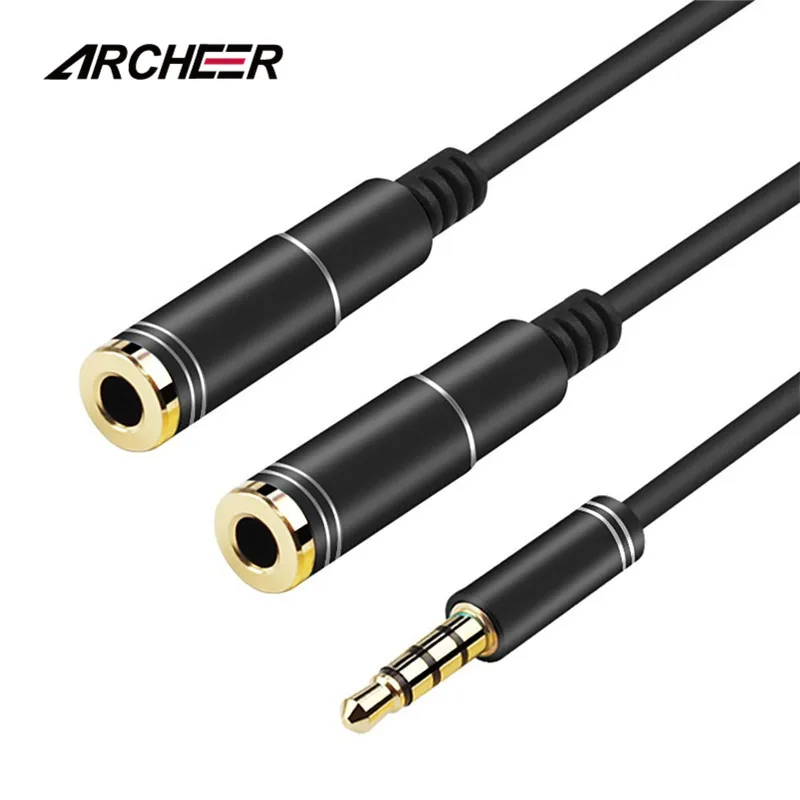 

ARCHEER 3.5mm Jack Audio Splitter Cable Adapter 58cm 1 Male To 2 Female Microphone Aux Splitter Cable For iPhone Smartphone PC