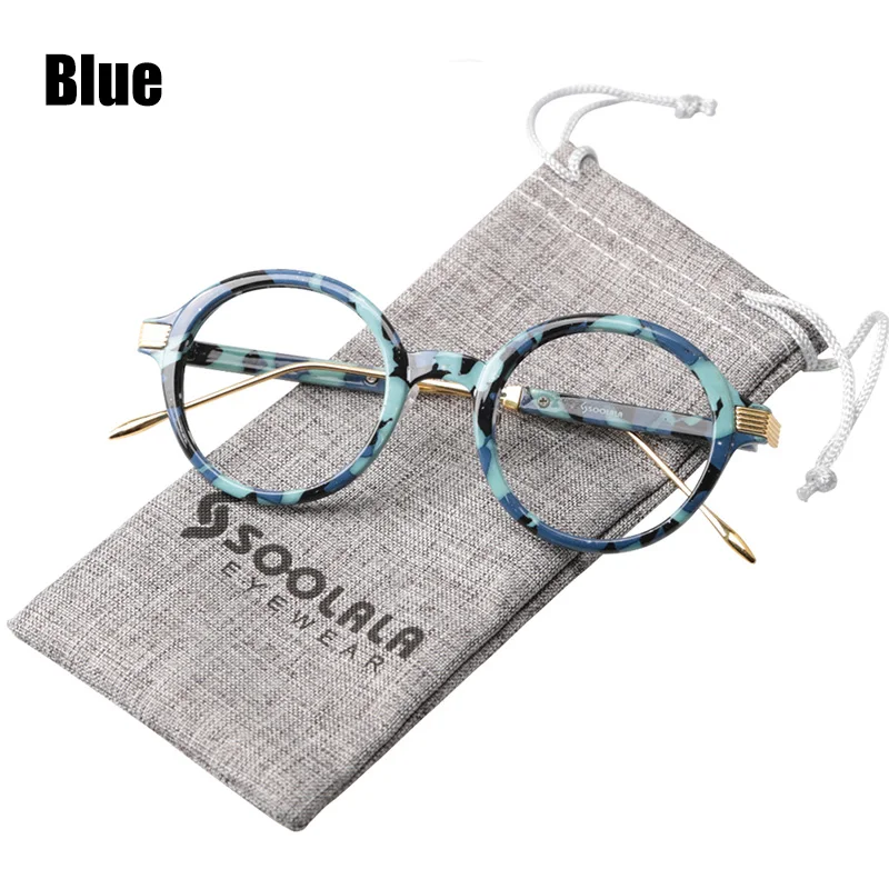 SOOLALA TR90 круглые очки для чтения Для женщин Для мужчин Прозрачные Линзы для очков для чтения очки+ 0,5 1,25 1,75 2,25 до 4,0 - Цвет оправы: Blue