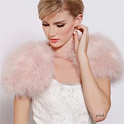 B Style Plush Pink Белые Меховые болеро из страусиных перьев для женщин, свадебные вечерние меховые накидки, накидка для свадьбы, Болеро для невесты, зимние Болеро для свадебной вечеринки - Цвет: B Style Plush Pink