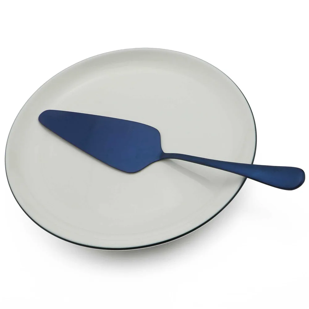 Классический синий набор посуды из нержавеющей стали набор столовых приборов титановый десерт чайная ложка Вилка неглубокая тарелка нож набор посуды Вечерние