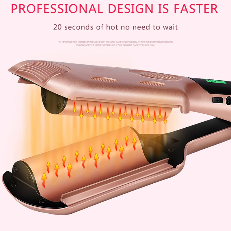 

Professional 26/32 Mm Wave Curling Iron Ceramic Hair Curler Deep Wavy Curler Led Temperature Hair Three Tube Hair Curler Roller#