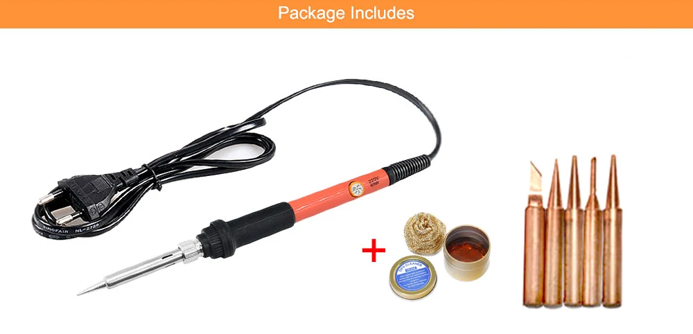 60W Soldering Iron Set Electric Soldering Iron Tips Cleaner Flux Solder Paste 220V 110V solder kit Adjustable Temperature Repair (3)