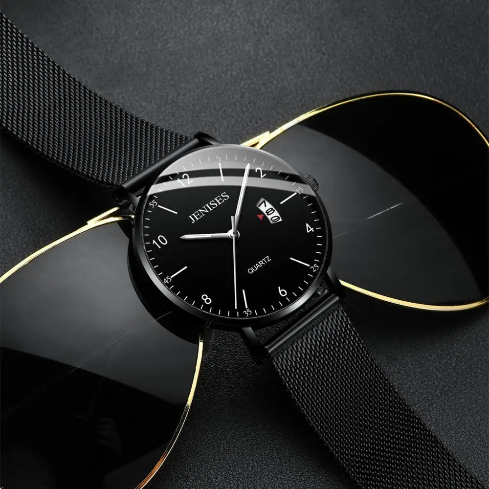 

Simple Gold Mens Watches Top Brand Luxury Men's Quartz Watch Casual Wristwatch Thin Steel Mesh Waterproof Sport Watch Men Clock
