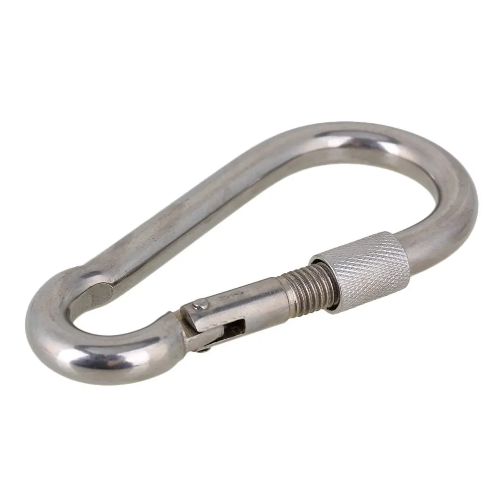 

304 Stainless Steel M11 120mm Length Spring Snap Hook Carabiner with Screw Lock