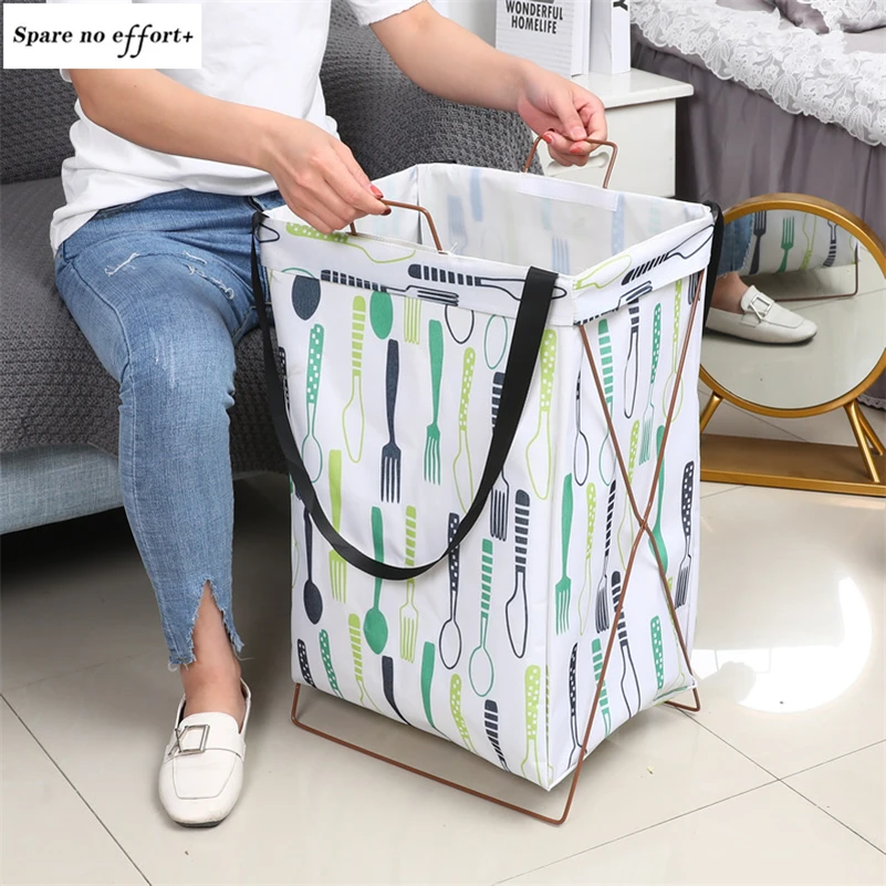

Waterproof Laundry Basket Child Toy Clothes Organizer Storage Basket Large Cotton Linen Clothes Basket Home Sundries Storage