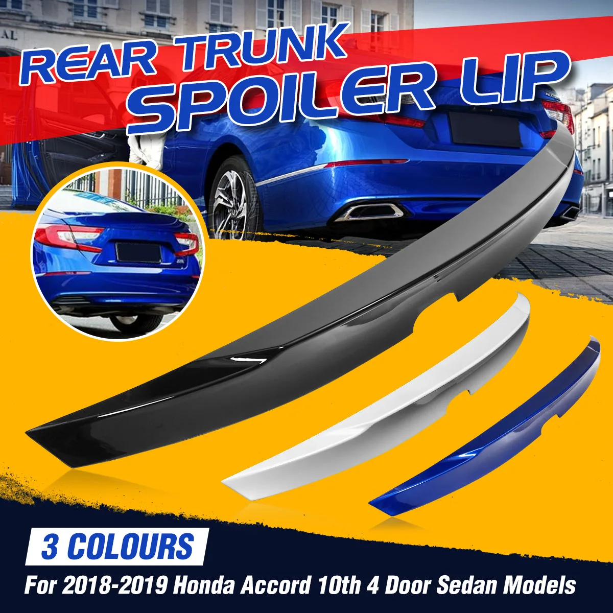 

1PC Black /Blue /White Car Rear Trunk Boot Lip Spoiler Wing Lip Trunk Lid MCX Duckbill For Honda For Accord Sedan 10th 2018-2019