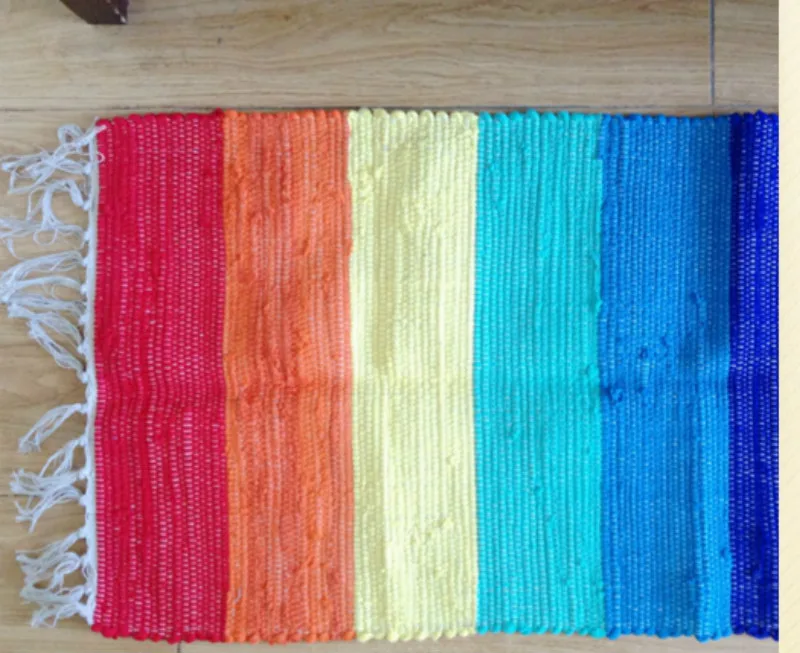 40x70 см хлопок ручной работы переплетение радуга цвет ковер кухня маленький Коврик для прихожей теплые украшения дома