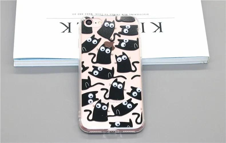 Luxury Soft 3D Cute Cartoon Eyes Move Mouse Cat French fries banana Popcorn Phone Case For iphone 7 6 6s Plus SE 5S Cover Back (12)