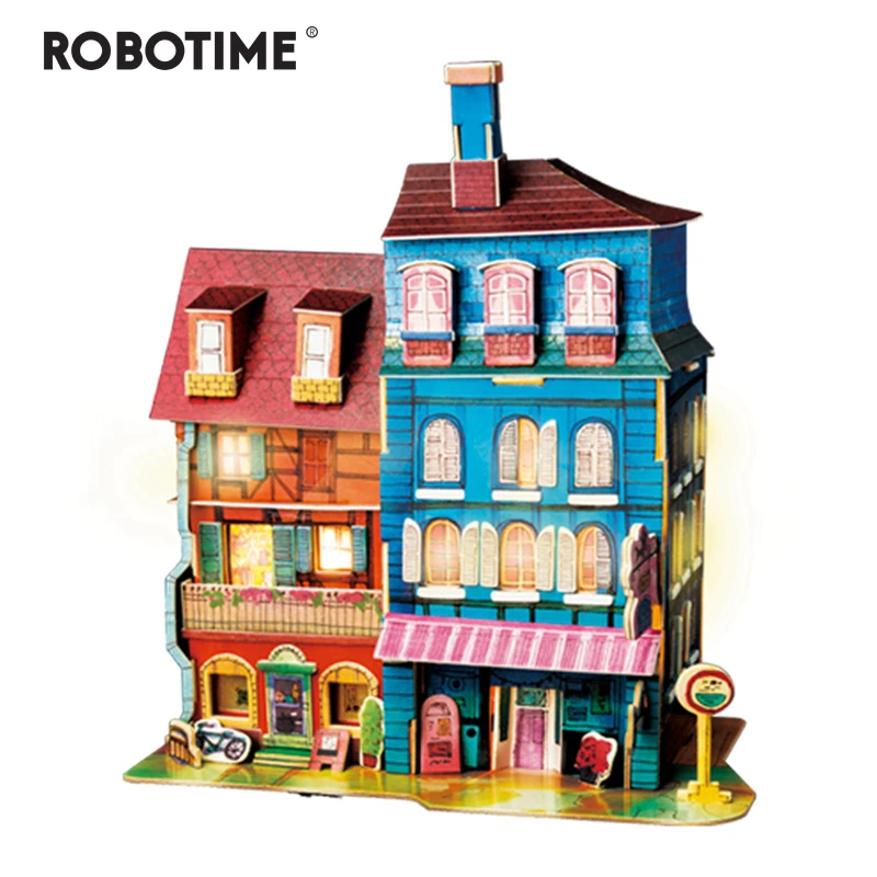 

Robotime New DIY Lost in Colmar Doll House with Led Light Children Adult Miniature Wooden Model Building Dollhouse Toy SJ401