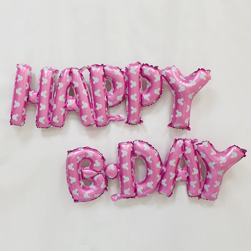 16 дюймов 13 штук шары из фольги в виде букв с днем рождения украшения Дети Синий Розовый Серебряный День рождения воздушные шары принадлежности для мероприятий - Цвет: Pink