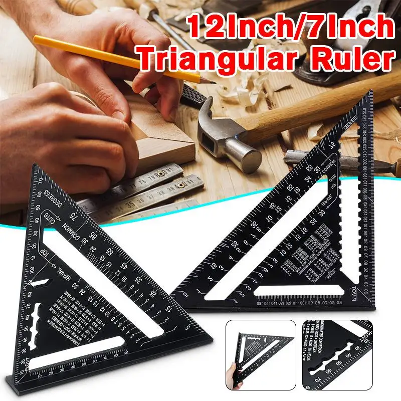

7/12inch Aluminium Set Square ruler Protractors Rafter Angle Frame Measuring Carpenter Measurement woodworking Triangular Rule