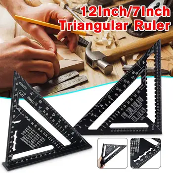 

7/12inch Aluminium Set Square ruler Protractors Rafter Angle Frame Measuring Carpenter Measurement woodworking Triangular Rule