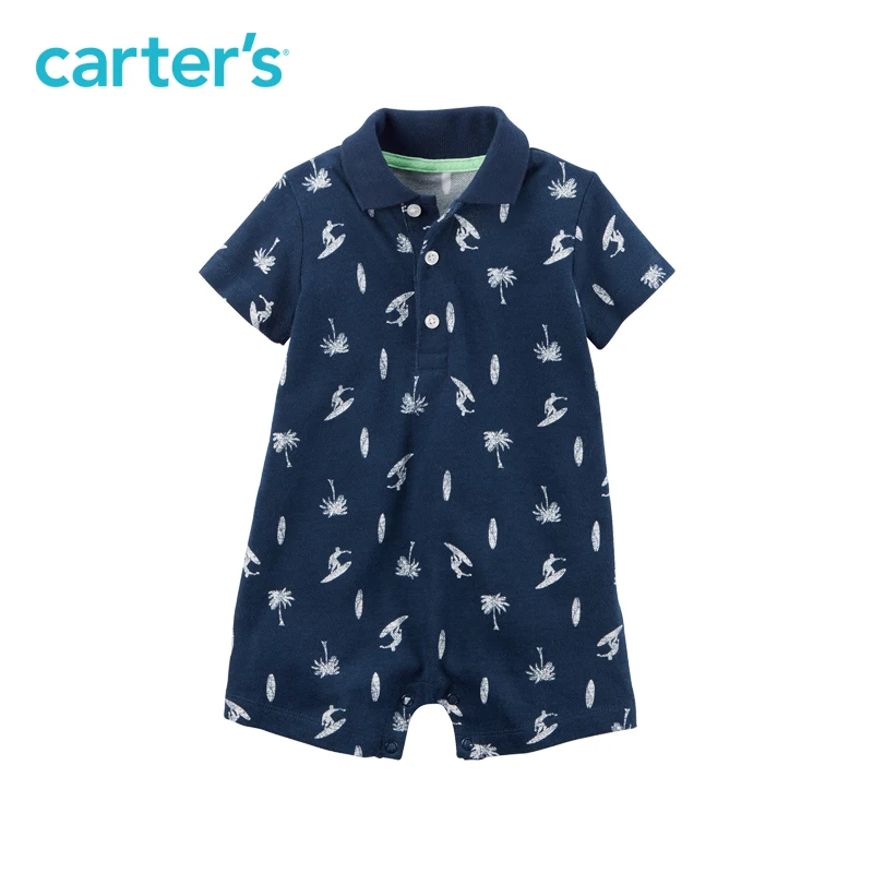 

1pcs Short sleeves cotton handsome surf print Polo Romper Carter's baby Boy Summer Spring jumpsuit clothing 118H023