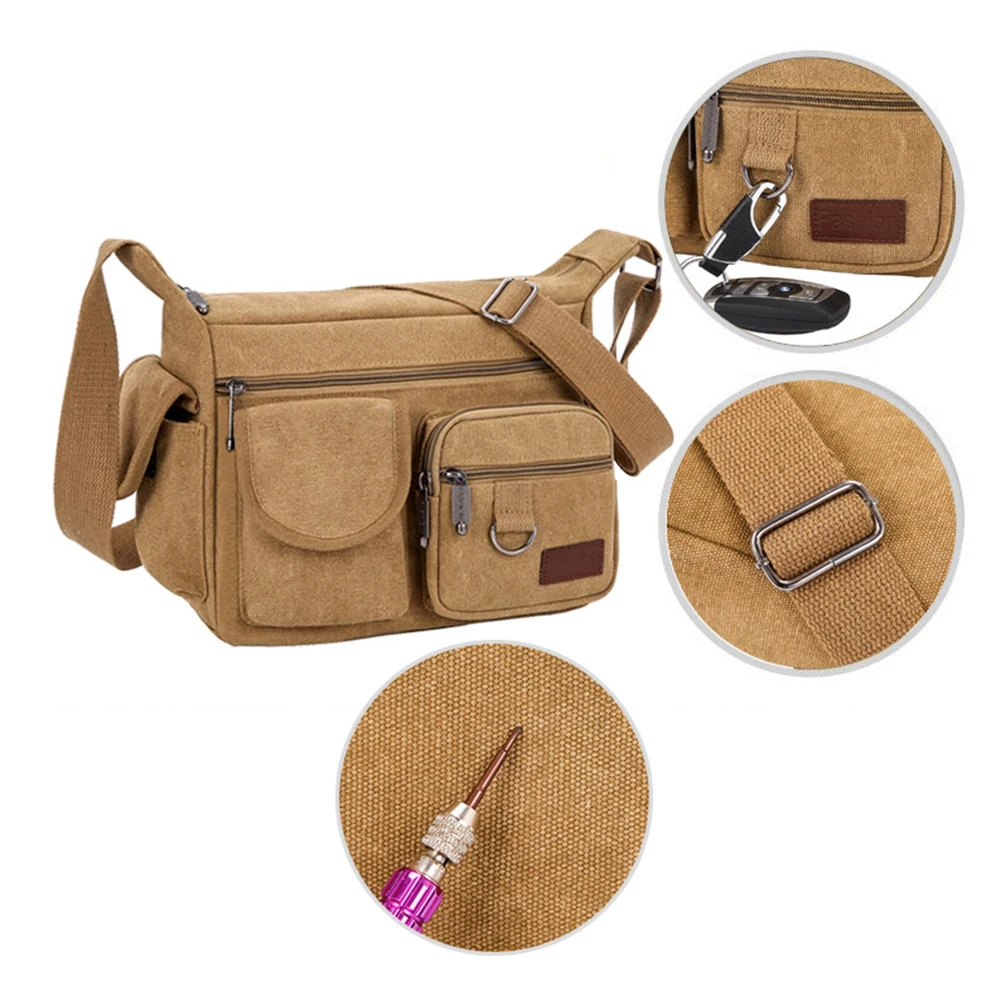  Men Casual Solid Canvas Handbag Versatile Travel Messenger Bag Handsome Summer New Army Green Color - 33055949051