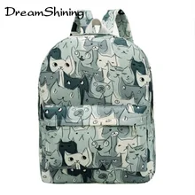 Dreamshining Chat Mignon Toile Sac À Dos Casaul Impression Femmes Sac À Dos Collège Sac D’école Pour Les Adolescents Larges Épaules de Capacité