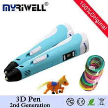 Myriwell MR100B Второго Поколения DIY 3D Принтер Пера каракули Для дети Дисплей Экран Для Детей caneta 3D Ручка Рисунок живопись инструмент