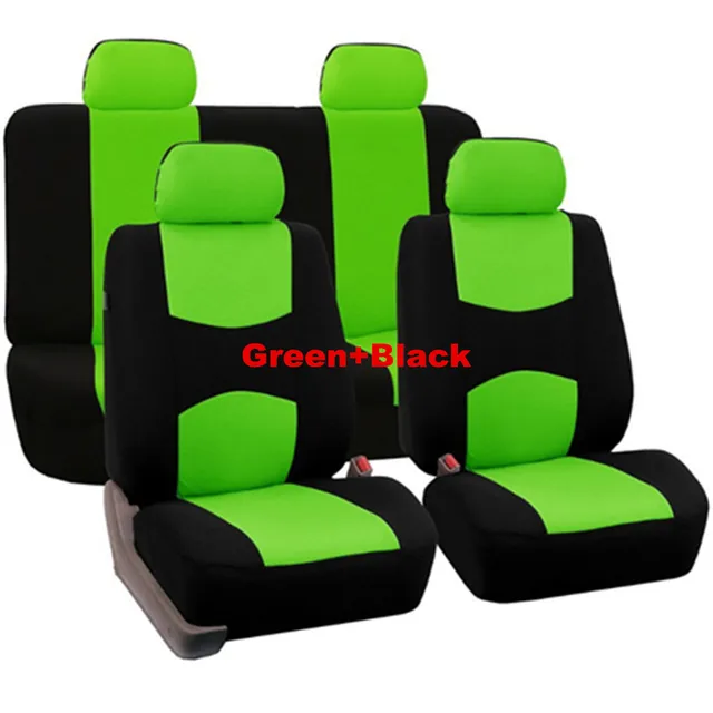 Green/Black Universal Car Seat Covers Set Fit Most Cars Covers Five