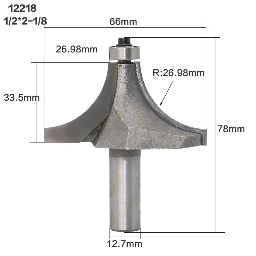 1 шт. круглый над фреза для отделки кромки бит-1/" Радиус-1/4" хвостовик деревообрабатывающий резак - Длина режущей кромки: 12218