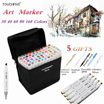 

Touchfive 30/40/60/80 Colors Art Markers Set Dual Head Alcohol Sketch Markers Pen For Manga Drawing Markers Design Supplies