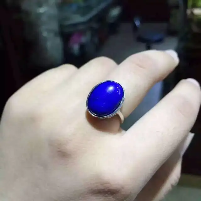 

Natural lapis lazuli gem Ring Natural gemstone ring 925 sterling silver trendy Elegant Simple round women party gift Jewelry