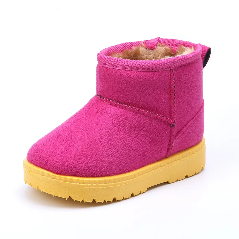 Удобные детские зимние теплые ботинки; плюшевые зимние ботинки на толстой подошве для мальчиков и девочек; Размеры 22-33; обувь для малышей - Цвет: 202 Rose