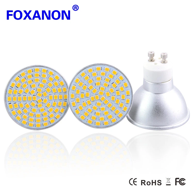 Foxanon Светодиодный прожектор GU10 220 В 3 Вт 5 7 лампа 2835SMD диммируемая точечная