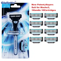 Nuevas Cuchillas de Afeitar de Alta Calidad Patentadas para Hombres. Cuidado de la Cara Traje de Cuchillas de Afeitar de 4 Capas para Mache3 1 Manija Y Amp; 10 Casetes Nuevas Cuchillas de Afeitar de Alta Calidad Patentadas para Hombres. Cuidado de la Cara Traje de Cuchillas de Afeitar de 4 Capas para Mache3 1 Manija Y Amp; 10 Casetes