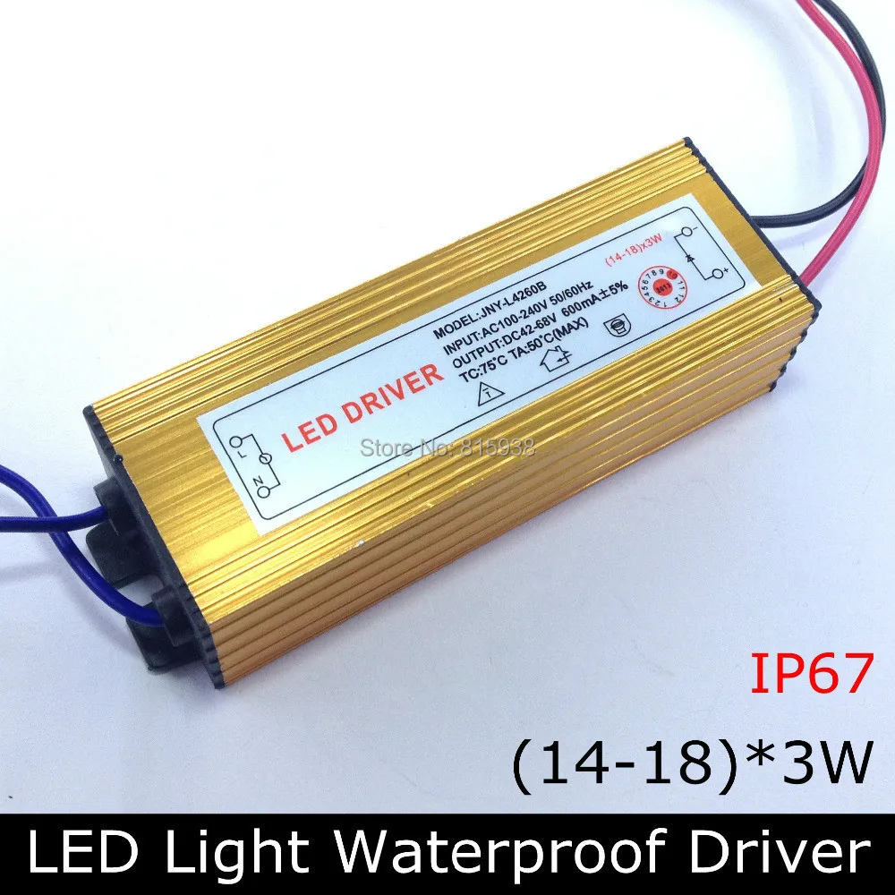 

Freeshipping!1pcs IP67 Waterproof Constant Current Driver for 14-18pcs X3W High Power LED AC85-265V to DC42-68V 600mA
