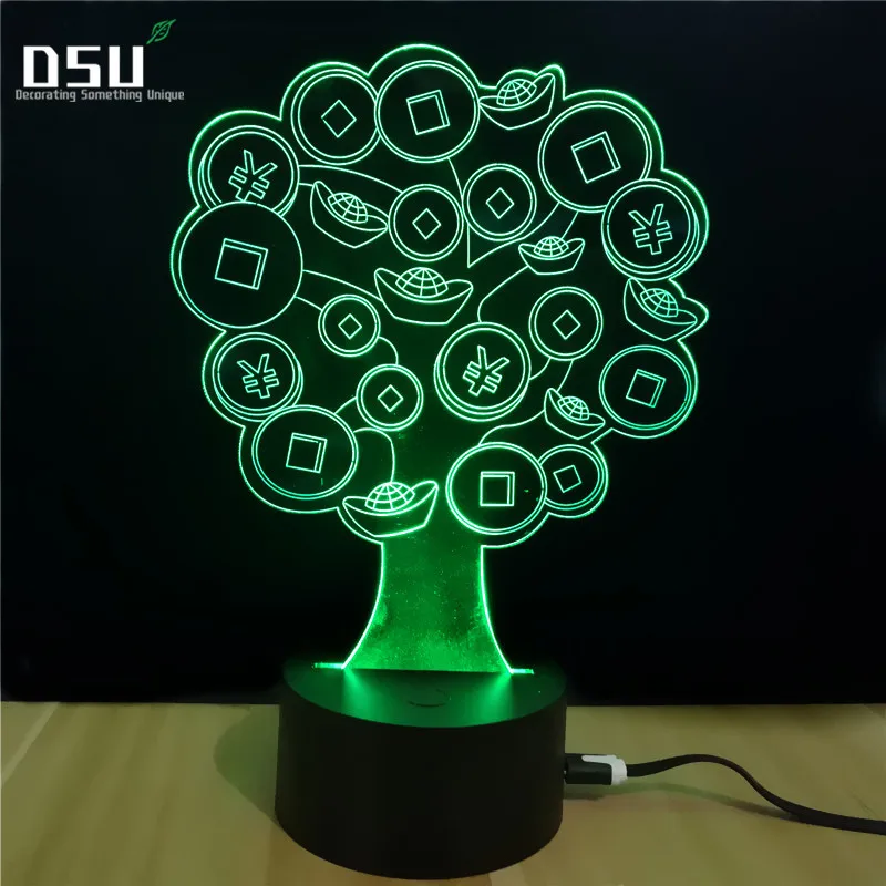 

Creative 3D Copper Money Gold Ingot Tree Shape Night Light LED Visual Desk Lamp Kid Bedroom Sleep Light Baby Bedside Decor Gifts