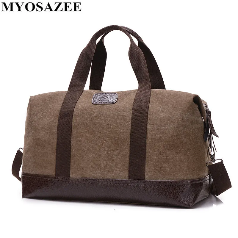MYOSAZEE Мужская винтажная холщовая мужская дорожная сумка большая вместительность
