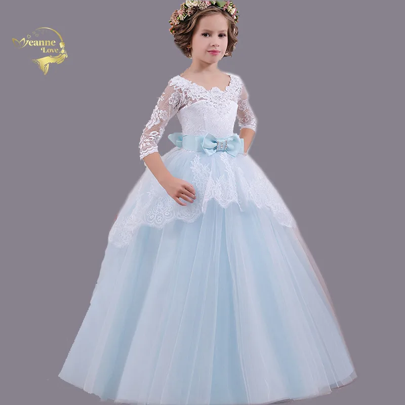 

Flower Girl Dresses for Weddings Scoop Neck Lace Tulle Backless Little Kids First Communion Dresses Beautiful Ball Gowns 2 4 6 8