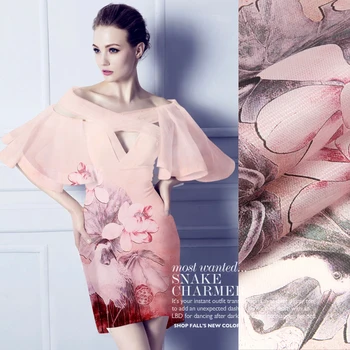 

SO103 100% Natural Silk Organza,Grid Gauze/White Stork And Water Lily/Silk Fabric Mulberry Silk/Width 1.52yd Length 1.52yd