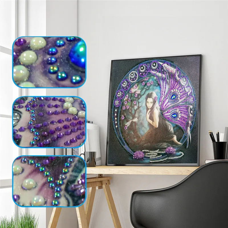 

5d Special Shaped Diamond Painting DIY Partial Drilled Crystal Rhinestone Diamond Embroidery Wings of Girl Art Craft Home Decor