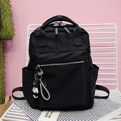 Модный нейлоновый женский рюкзак, Одноцветный, большой вместительный, школьный рюкзак, Повседневный, для путешествий, большой рюкзак для девочек-подростков, милые сумки для книг, дорожная сумка - Цвет: black
