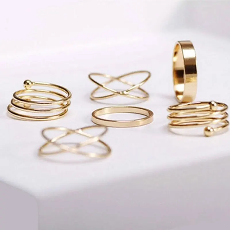 

6 PCS Set Hot Unique Ring Punk Knuckle Rings For Women Men Finger Ring Set Best Selling
