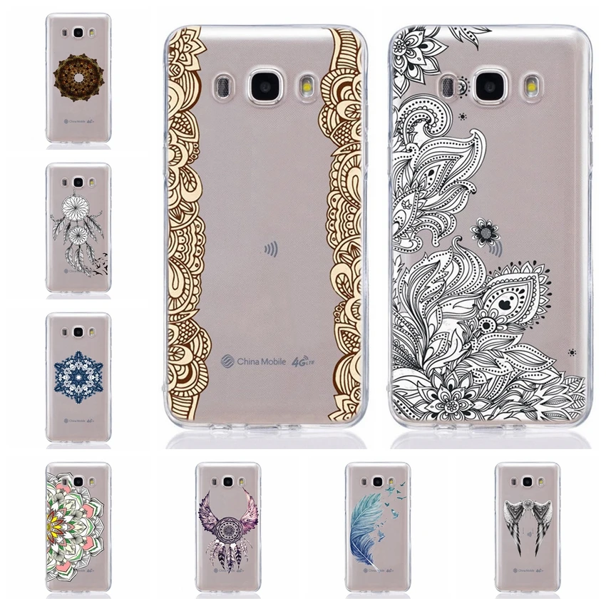 For Samsung Galaxy J1 J2 J3 J5 J7 prime J120 J330 J530F TPU Colorful Soft Feather Mandala Painted Desig Cover Case Fundas E346 |