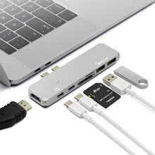 Тип C концентратор USB C до USB 3,0 Thunderbolt 3 HDMI 3,5 мм аудио RJ45 Gigabit Ethernet адаптер SD/TF Card Reader устройство чтения карт