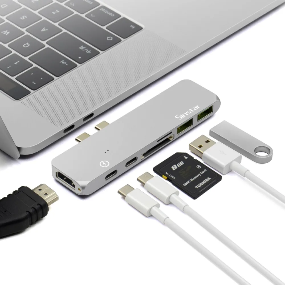 Ype C концентратор для USB 3 0 Thunderbolt HDMI 5 мм аудио RJ45 гигабитный Ethernet адаптер SD/TF