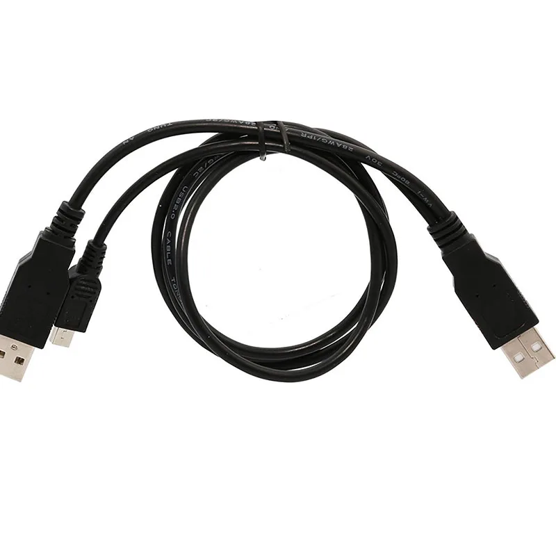 

Dual USB 2.0 Type A to USB Mini 5-Pin Type B x1 Y Data Power Cable for 2.5inch Hard Drive Enclosure SL@88