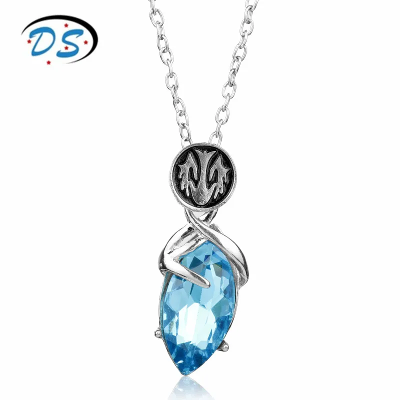 Final Fantasy Necklace Game Jewelry YUNA Blue Crystal Pendant Necklaces