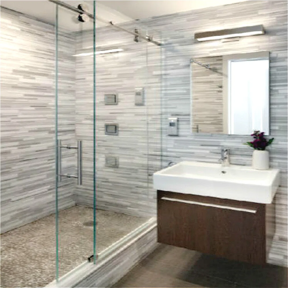 6 6ft Frameless Sliding Glass Shower Door Track Barn Shower Door