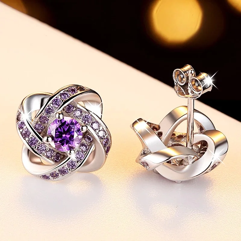 CHUKUI Wholesale Kolczyki Ladies Minimalist Shiny Silver Zirconia Jewelry Stud Earrings Office Wear For Women Earing Kupe (2)