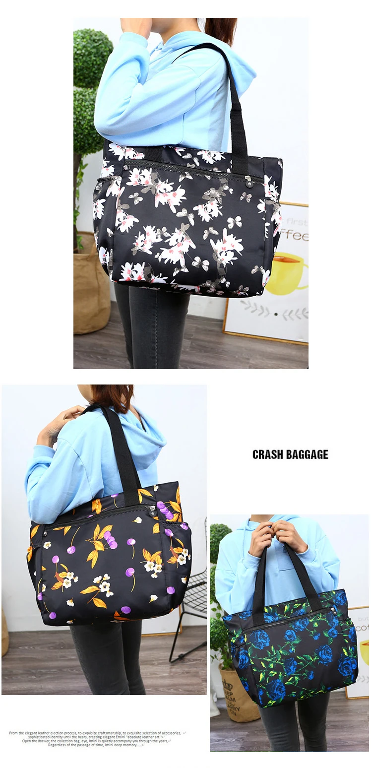 Floral Big Shoulder Bag Lightweight Large Capacity Casual Bag Waterproof Oxford Rural style Handbag Women Fashion Travel Bag best Women's Bags