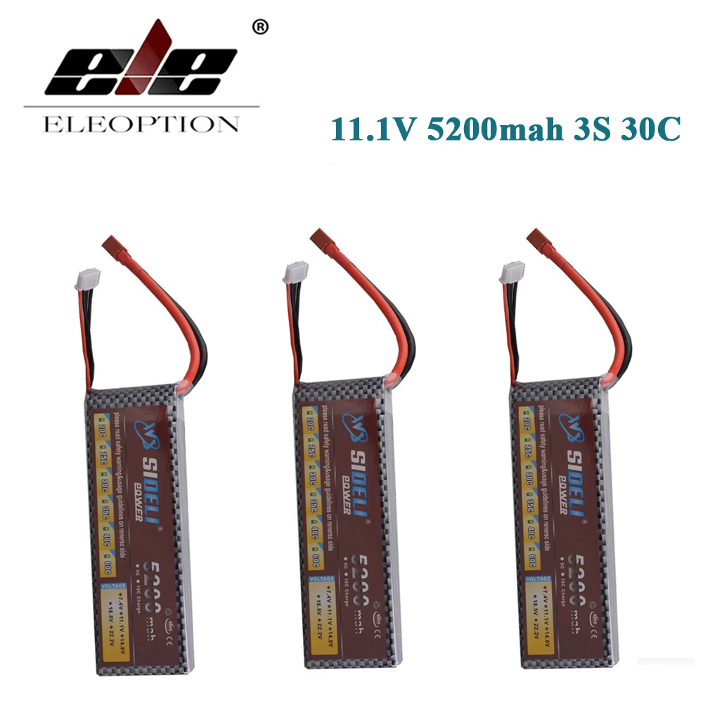 ELEOPTION 3PCS 11.1V 5200mah 3S 30C LiPo Battery For RC Car Truck Helicopter Airplane Frame Kit with XT60 / T Plug | Электроника