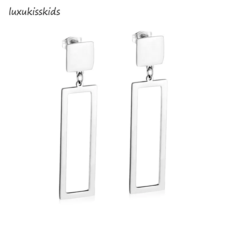LUXUKISSKIDS Korean Statement Square 316L Stainless Steel Drop Jewelry Earrings Set For Women Party Gift Gold/Silver Earrings