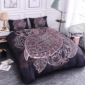 

ZEIMON 3D Printed Tribal Elephant Turtle Tiger Scorpion Bedding Set Boho Animals Golden Design Ethnic Indian God Duvet Cover Set