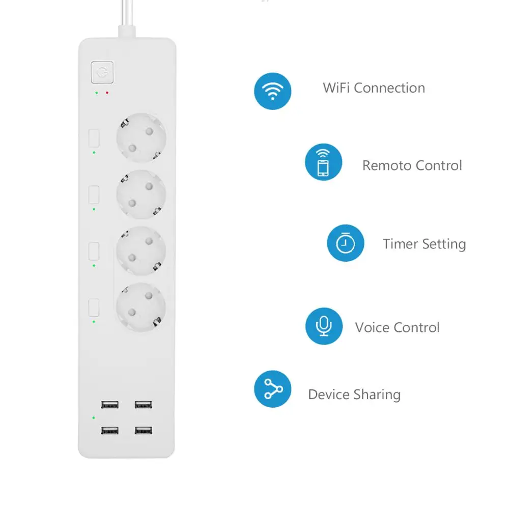  BN-LINK Smart Power Strip Compatible with Alexa Google Home, Smart  Plug WiFi Outlets Surge Protector with 4 USB 3 Charging Port Multi Plug  Extender,15A : Electronics