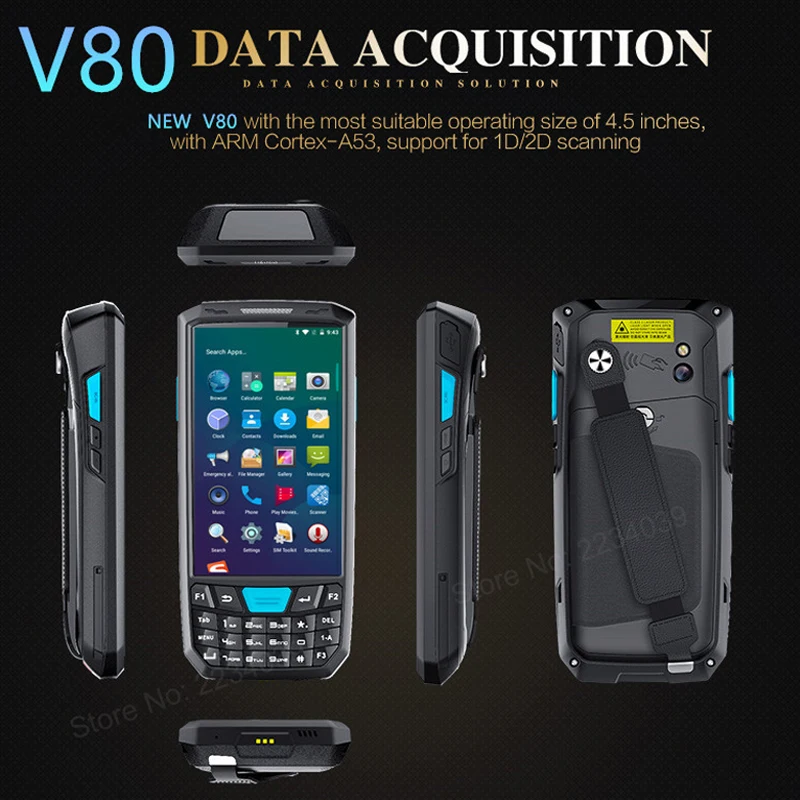 4.5 بوصة المحمولة الروبوت البيانات جامع 4G wifi بلوتوث PDA اللاسلكية Pos الطرفية 1D/2D الباركود ماسحة