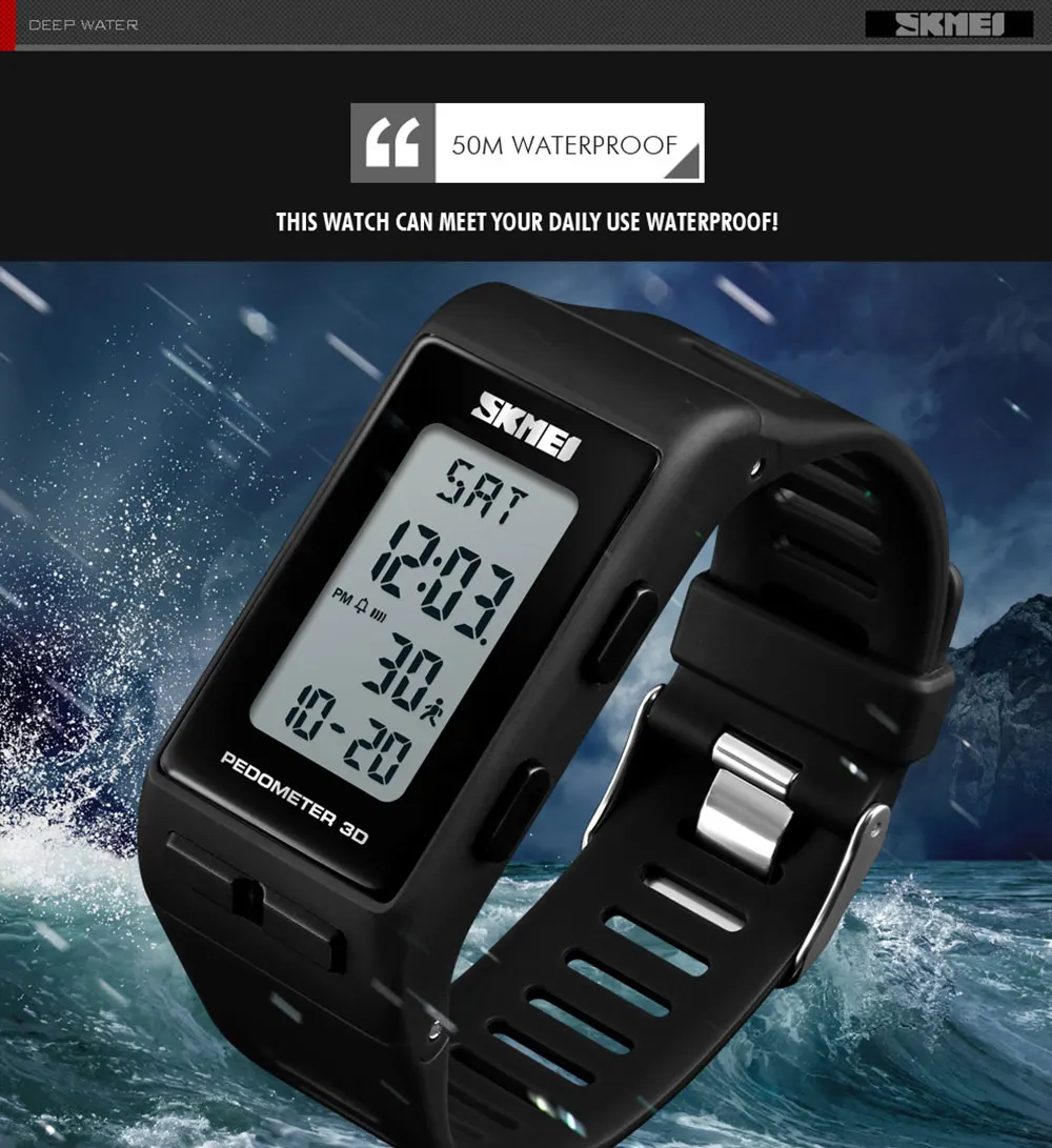 SKMEI Брендовые мужские спортивные часы Роскошный шагомер цифровые часы водонепроницаемые светодиодный наручные часы для женщин